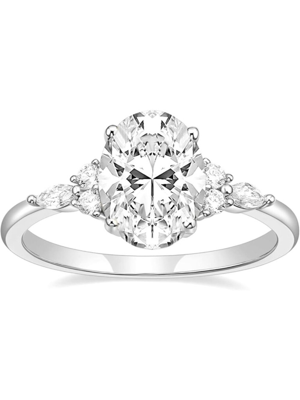 Stunning 3CT Oval Cut CZ Engagement Ring & Eternity Wedding Band, Sizes 3-12